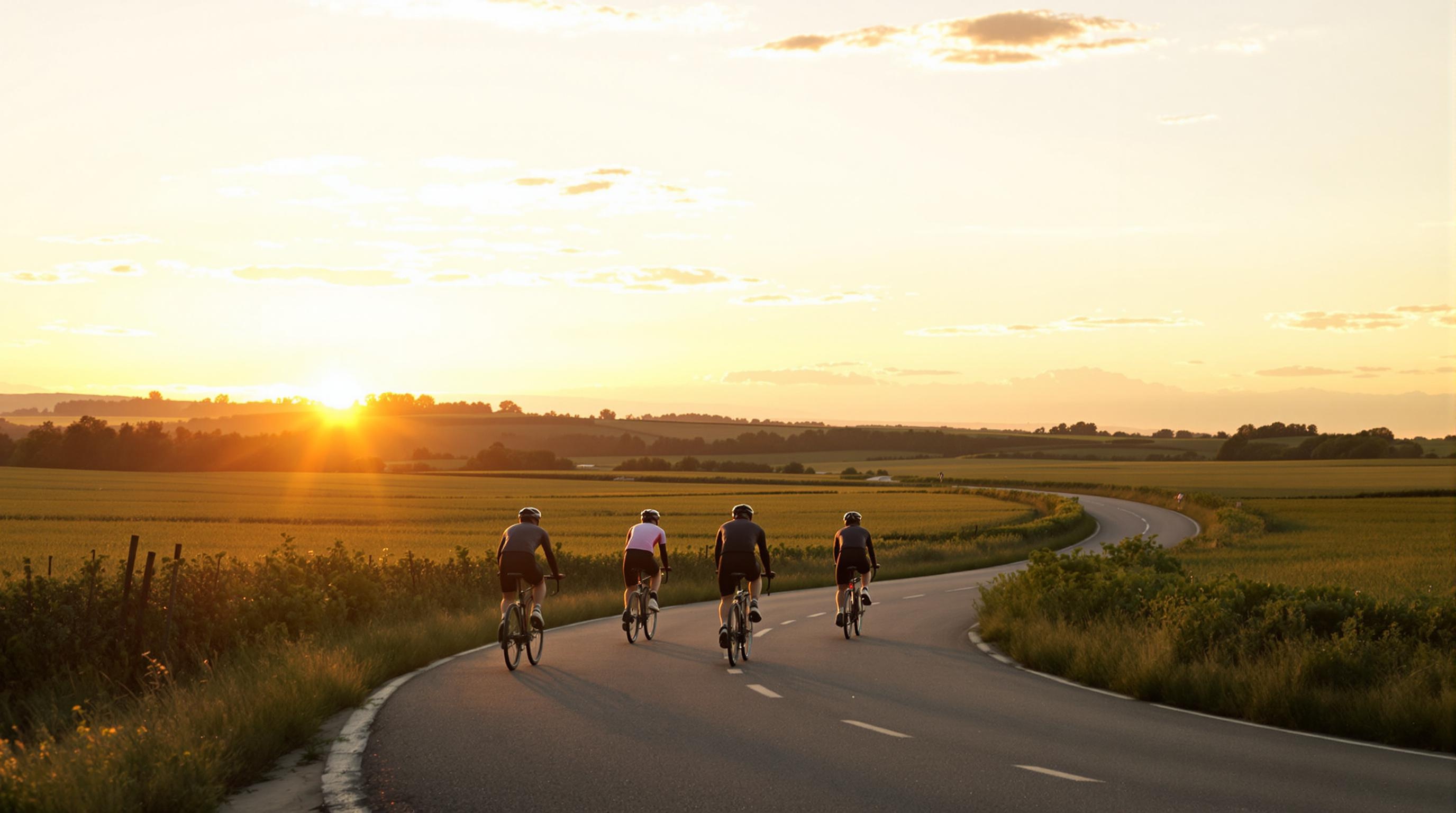 Fietsers in een zonnig landschap